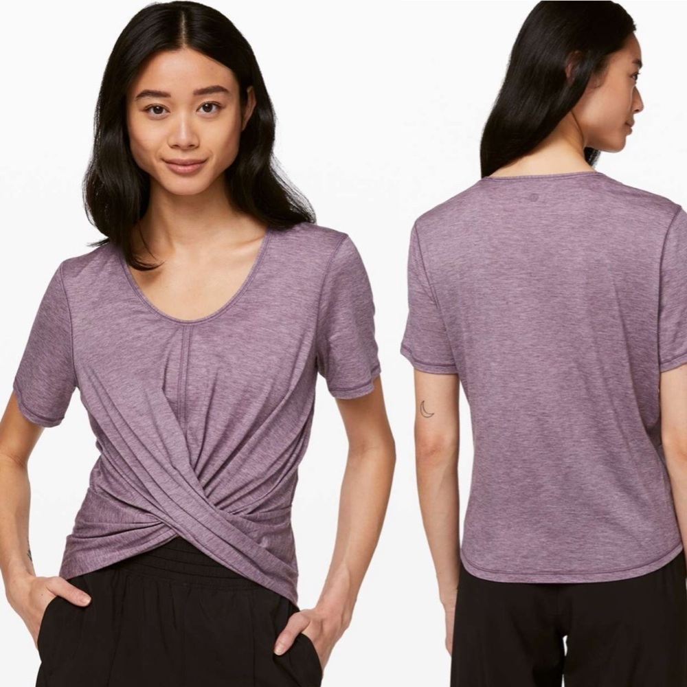 Lululemon Womens Do The Daily Short Sleeve in Heathered Smoked Mulberry